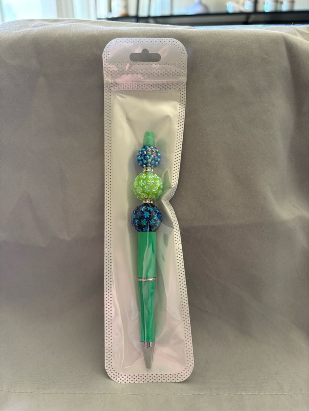 Green Decorative Beaded Ballpoint Pen - Home Office Stationery